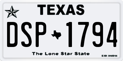 TX license plate DSP1794