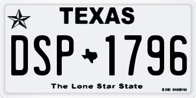 TX license plate DSP1796