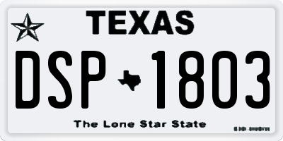 TX license plate DSP1803