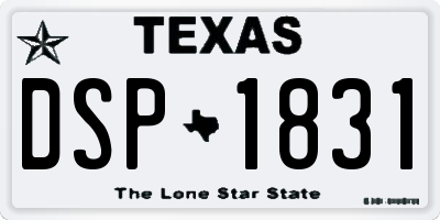 TX license plate DSP1831
