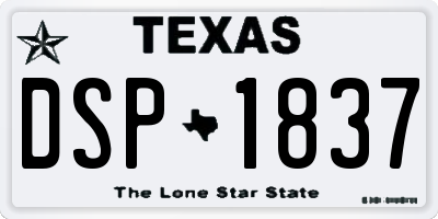 TX license plate DSP1837