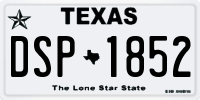 TX license plate DSP1852