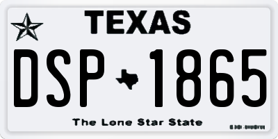 TX license plate DSP1865