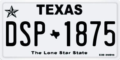 TX license plate DSP1875