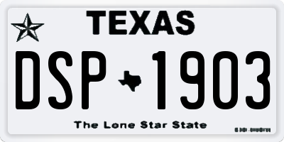 TX license plate DSP1903