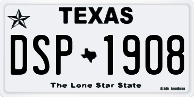 TX license plate DSP1908