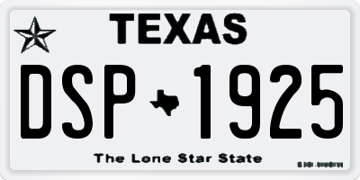 TX license plate DSP1925