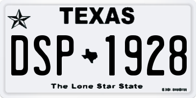TX license plate DSP1928