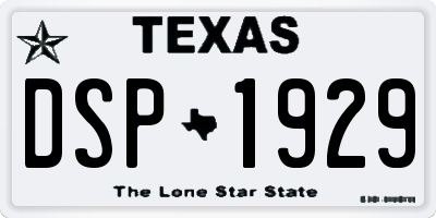 TX license plate DSP1929