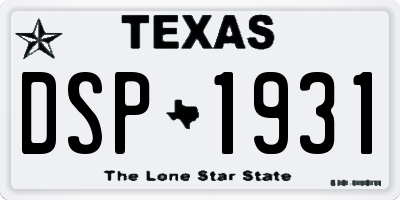 TX license plate DSP1931