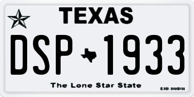 TX license plate DSP1933