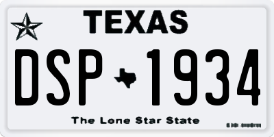 TX license plate DSP1934