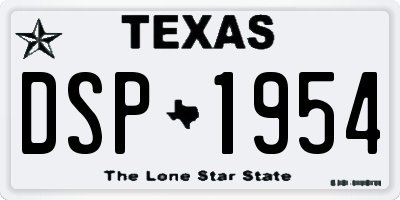 TX license plate DSP1954