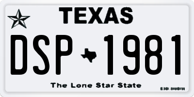 TX license plate DSP1981