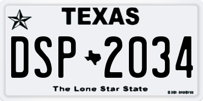 TX license plate DSP2034