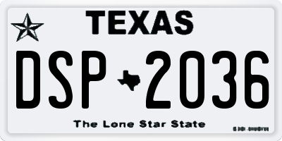 TX license plate DSP2036