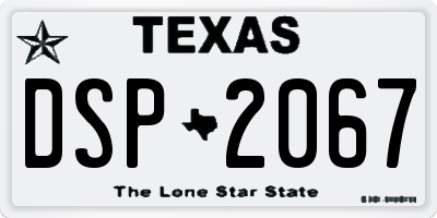 TX license plate DSP2067