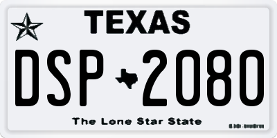 TX license plate DSP2080
