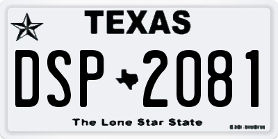 TX license plate DSP2081