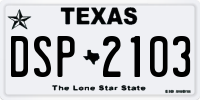 TX license plate DSP2103