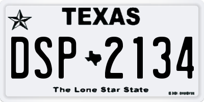 TX license plate DSP2134