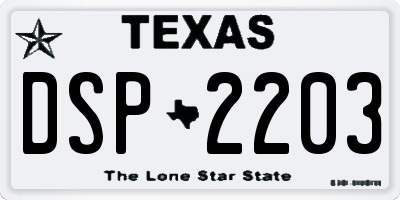 TX license plate DSP2203