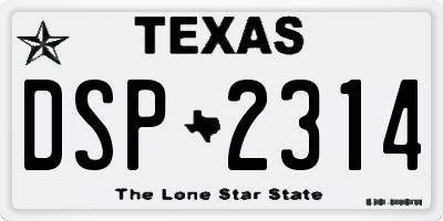 TX license plate DSP2314