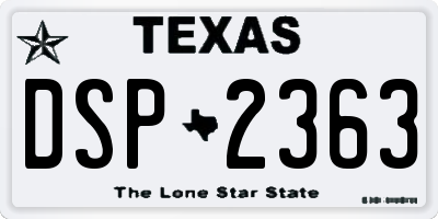 TX license plate DSP2363