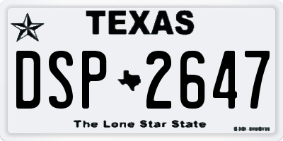 TX license plate DSP2647