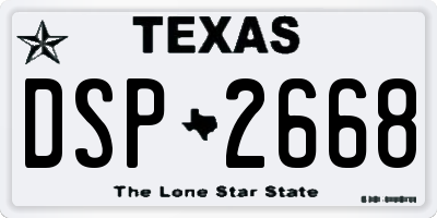 TX license plate DSP2668