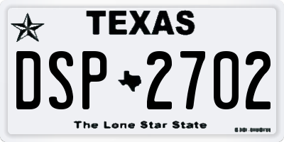 TX license plate DSP2702
