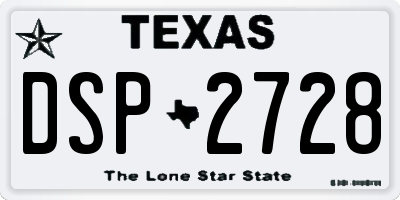TX license plate DSP2728