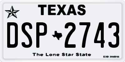 TX license plate DSP2743
