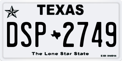 TX license plate DSP2749