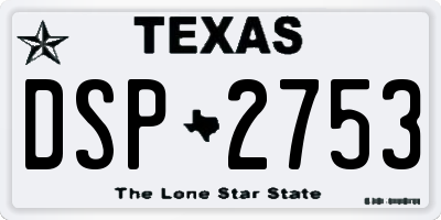 TX license plate DSP2753