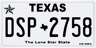 TX license plate DSP2758