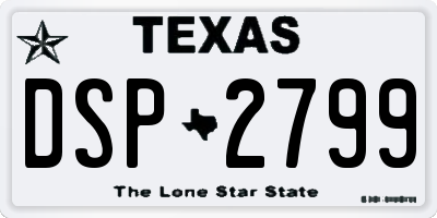 TX license plate DSP2799