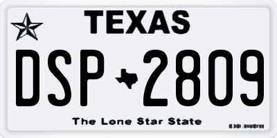 TX license plate DSP2809