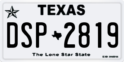 TX license plate DSP2819
