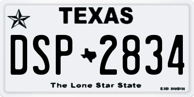 TX license plate DSP2834