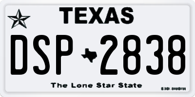 TX license plate DSP2838