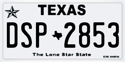 TX license plate DSP2853