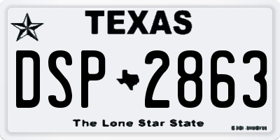 TX license plate DSP2863