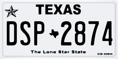 TX license plate DSP2874