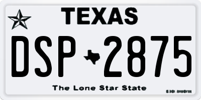 TX license plate DSP2875