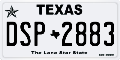 TX license plate DSP2883