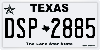 TX license plate DSP2885