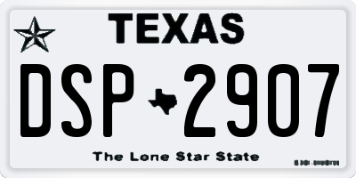 TX license plate DSP2907