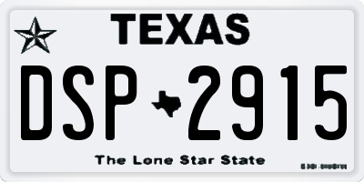 TX license plate DSP2915