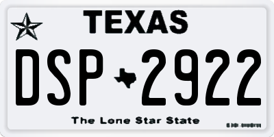 TX license plate DSP2922